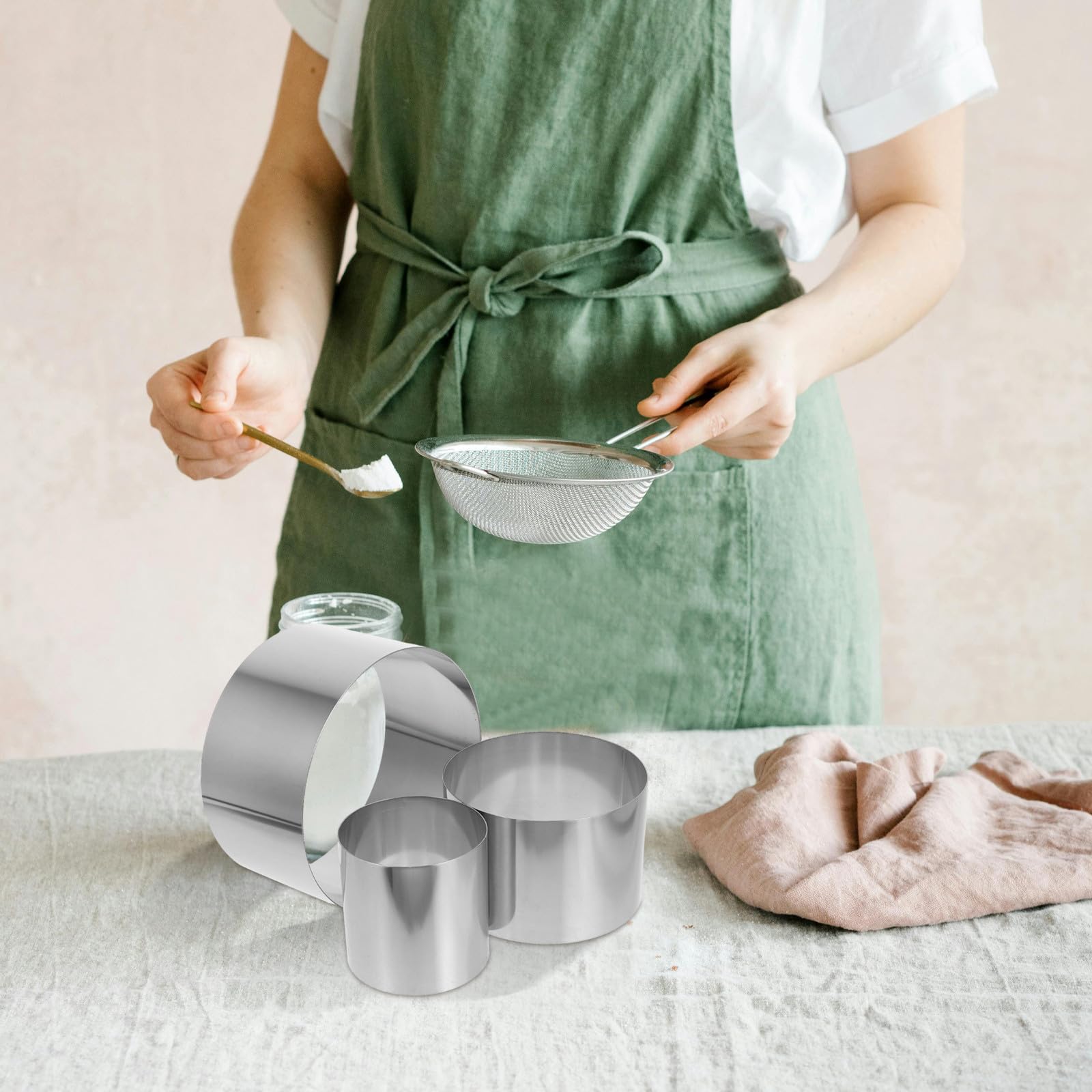 Gadpiparty Molde Redondo para Decorar Pasteles de Acero Inoxidable 3 Piezas Altura de 10cm, Anillos para Hornear Ideales para Fiestas y Repostería Casera