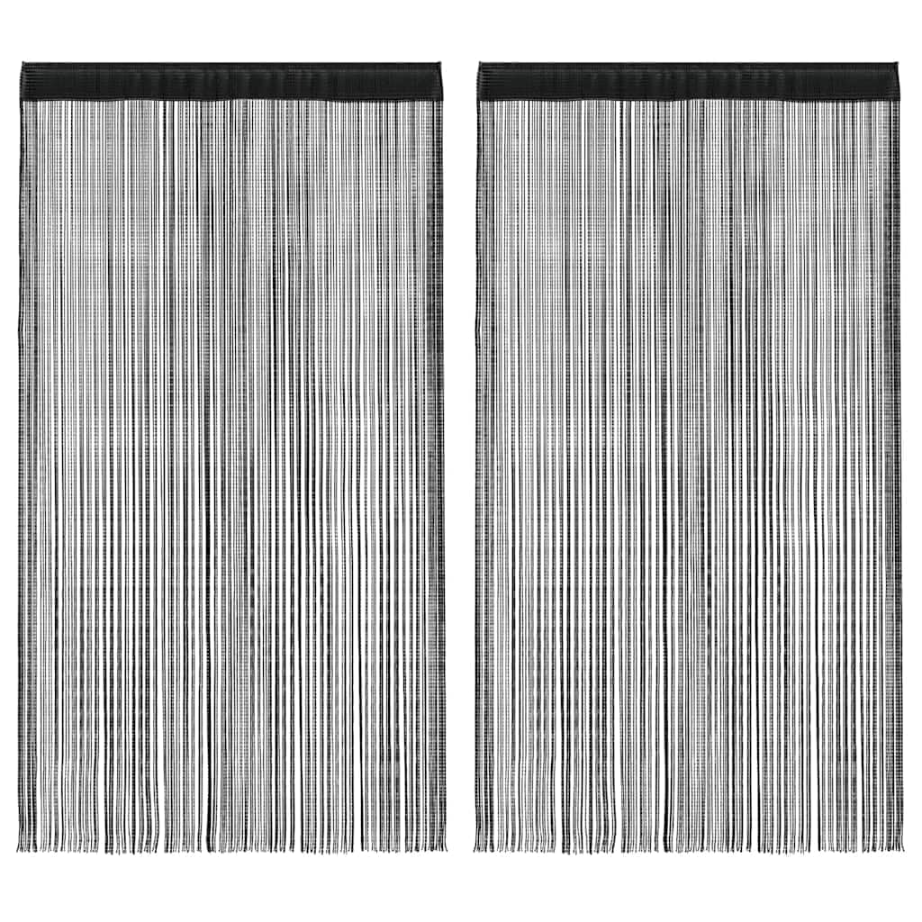 Cortinas de Flecos 2 Piezas 100x250 cm Negras