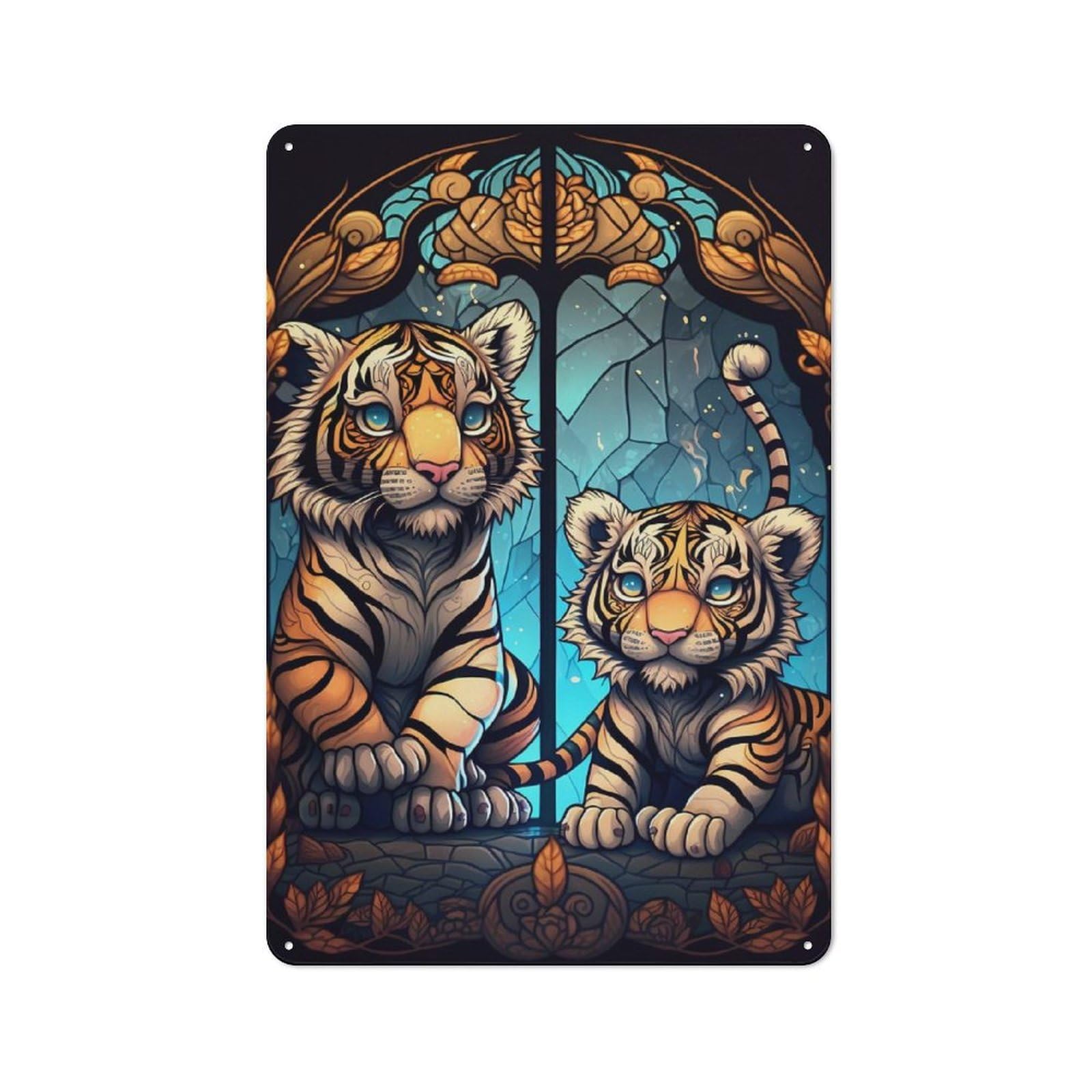 Junmoney Tiger Otherworldly Vintage Metal Sign 30X20cm, Bistro Style Bistro Wall Plaque For Cafe, Bistro, Bakery Or Restaurant