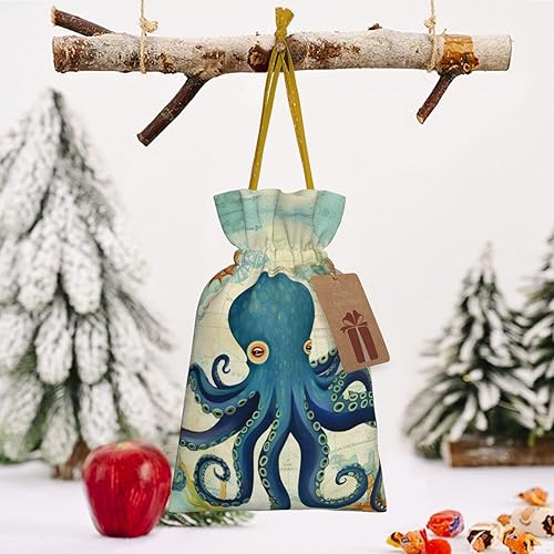 Miniatura 5 de Zelamiee Bolsas de regalo de arpillera con cordón de pulpo, perfectas para Pascua, día de San Valentín, festivales y fiestas, 8.3 x 11.8 pulgadas,