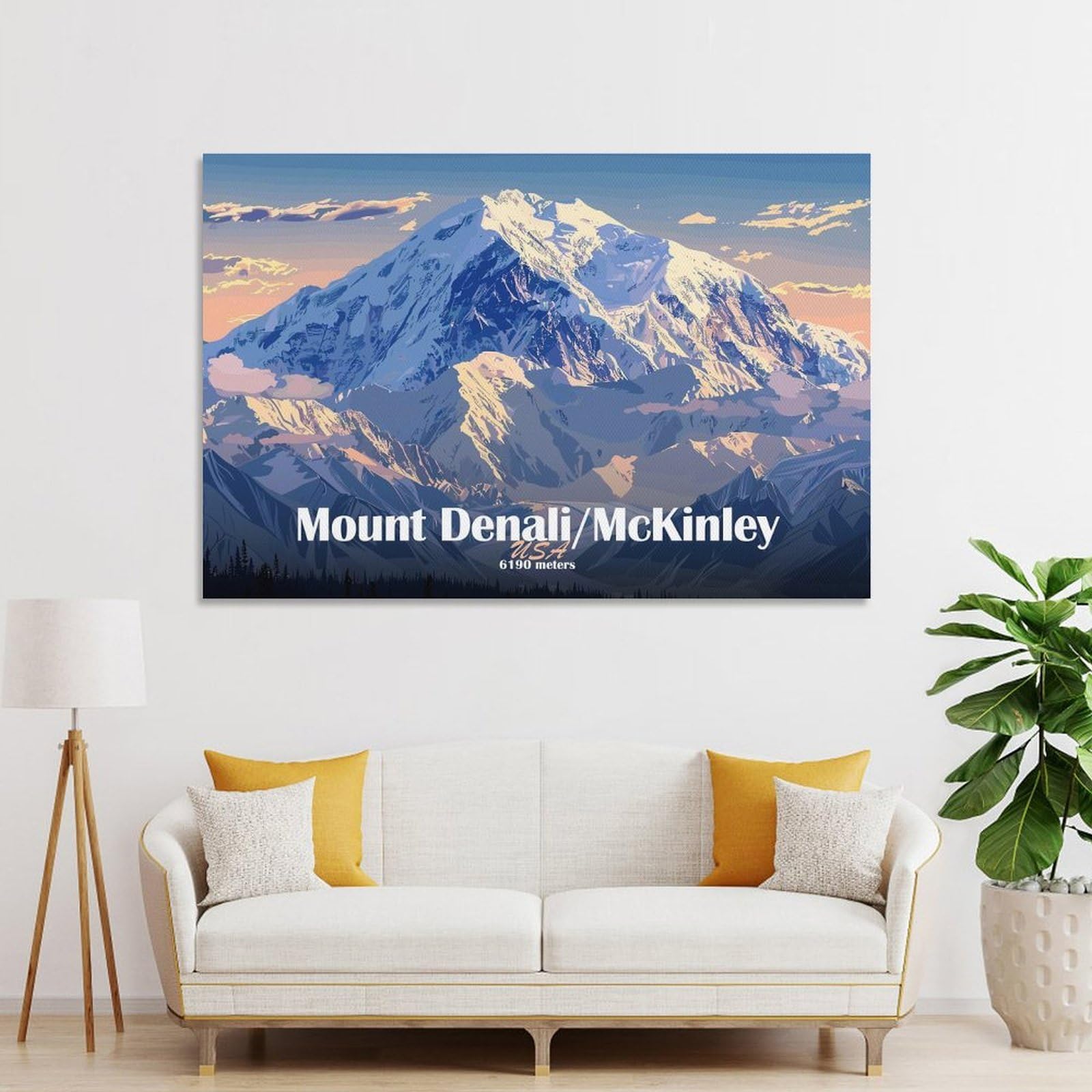 Junmoney Mount DenaliMcKinley Decorative Wall Artwork 12x18inch(30x45cm), for Home Lounge, Bedroom Or Reading Nook, Modern Wall Decor for Cosy Interiors