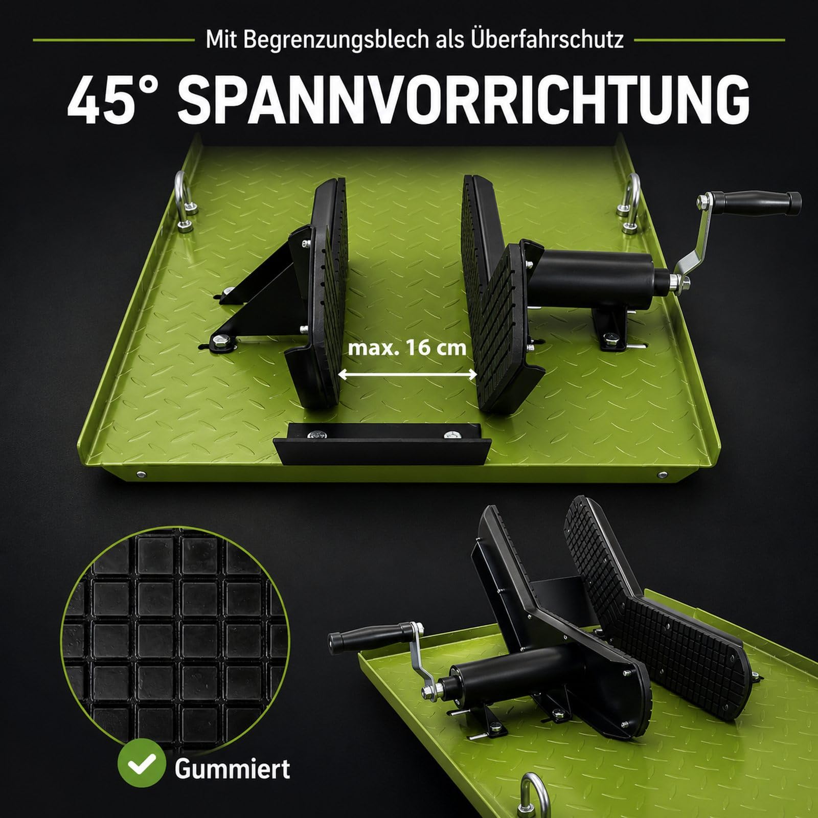TRUTZHOLM Motorradhebebühne hydraulisch Tragkraft 360 kg kleiner Motorradheber Hubbereich 18-83 cm Nutzbreite 50 cm abnehmbare Auffahrrampe 4 Halteösen 45° Vorderradklemmung Scherenheber Moped in grün