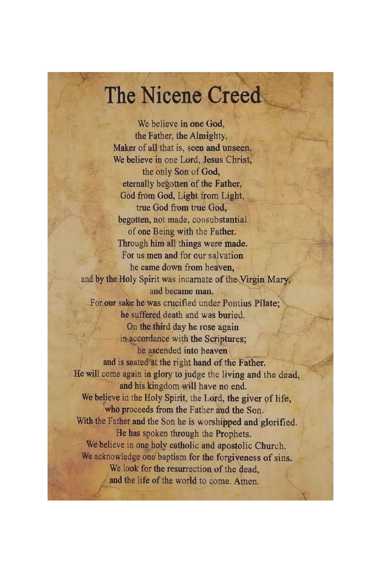 VWWJCCRO Christian Nicene Creed Poster Prayer of Faith Religious Wall-Art Home Church Prayer Room Bedroom Inspiration Decor