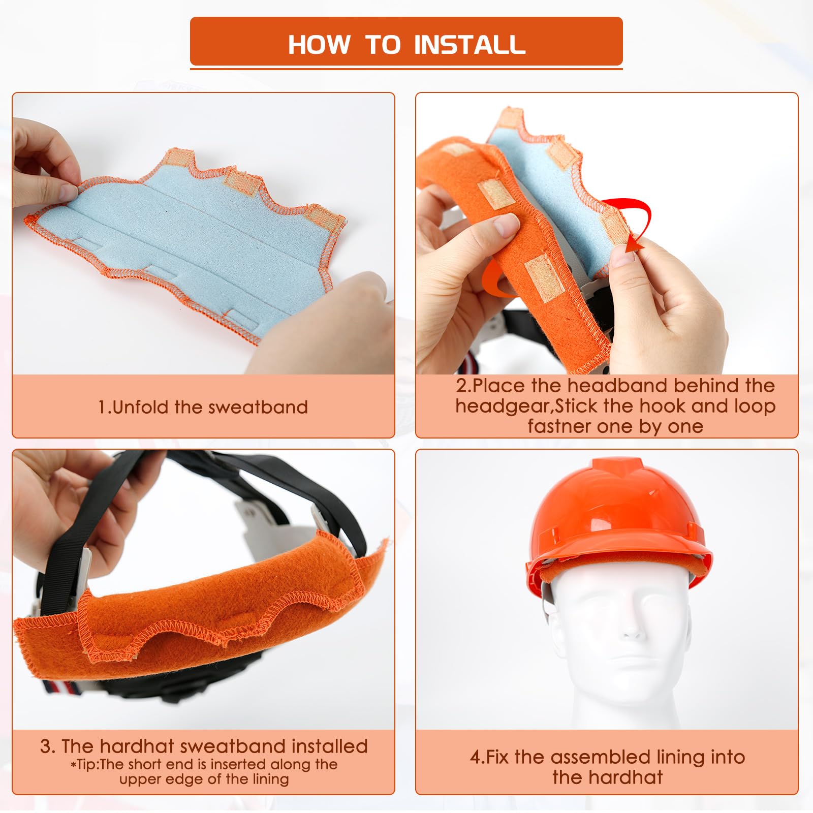 Aolamegs Banda de sudor segura para casco: 5 bandas de sudor lavables, reemplazo de forro de casco duro, accesorios de algodón ignífugo, accesorios para casco de soldadura, sombreros de construcción,