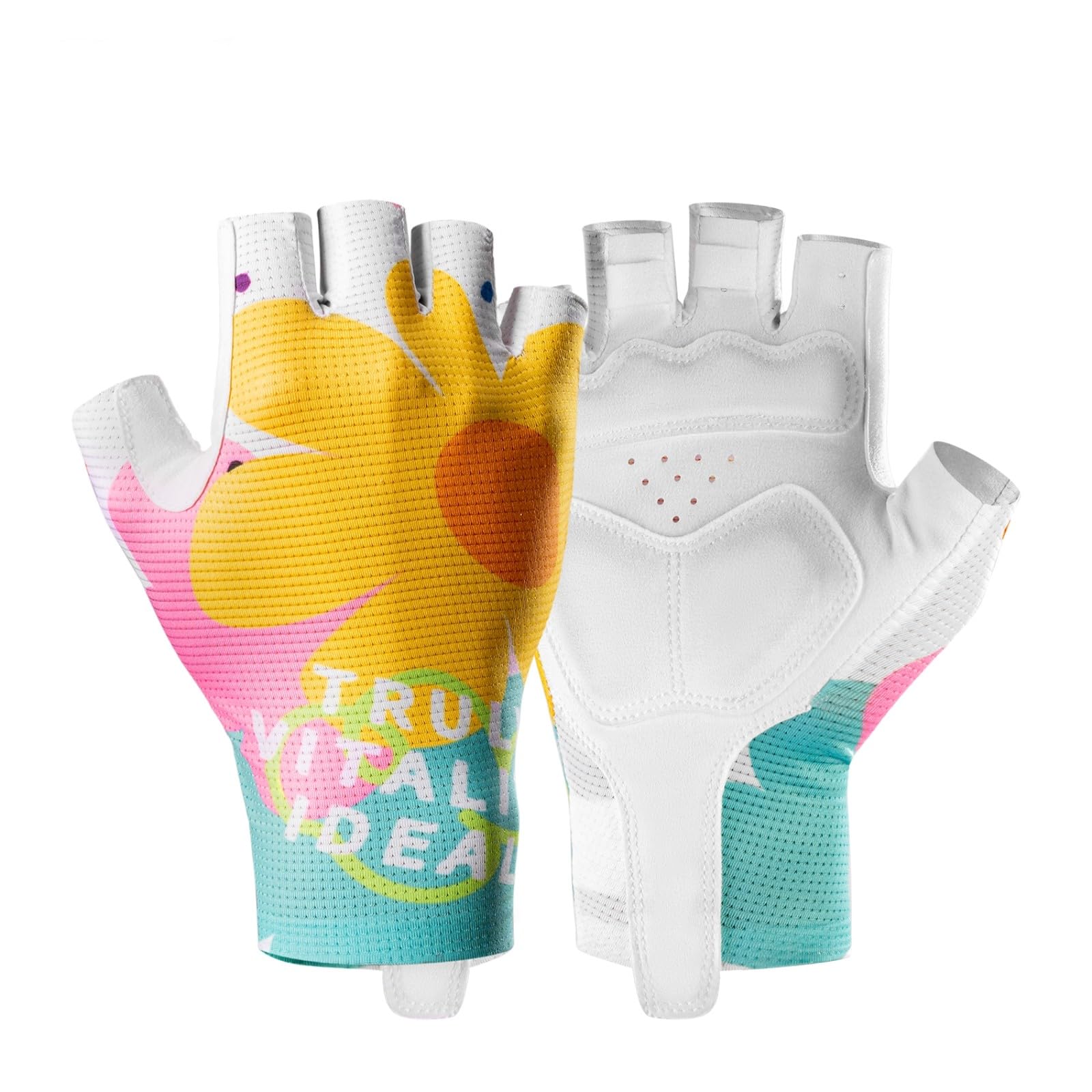 Gants De Cyclisme pour Femmes, À Demi-Doigt D'été, Courts Respirants-Yellow-l