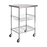 Seville Classics Commercial Work Table Island Utility Cart Prep Station, for Restaurant, Kitchen, Warehouse, Garage, Hotel, Home, Stainless-Steel Top NSF , 24