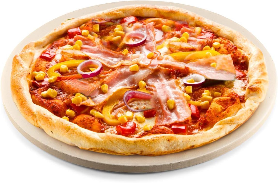 Pizza Stone, Ceramic Pizza Baking Stone Oven, Perfect Baking Tools for BBQ and Grill - Thermal Shock Resistant, Durable and Safe Stone, 13'' Round