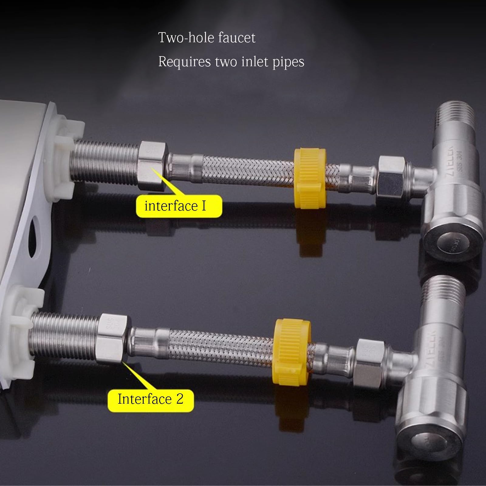 Tubo Di Collegamento Flessibile, G 1/2“ X G 1/2” Tubo Flessibile Dell'impianto Idraulico Dell'acqua Intrecciata Dell'acciaio Inossidabile for I Rubinetti Della Toilette Del Bagno(2m)