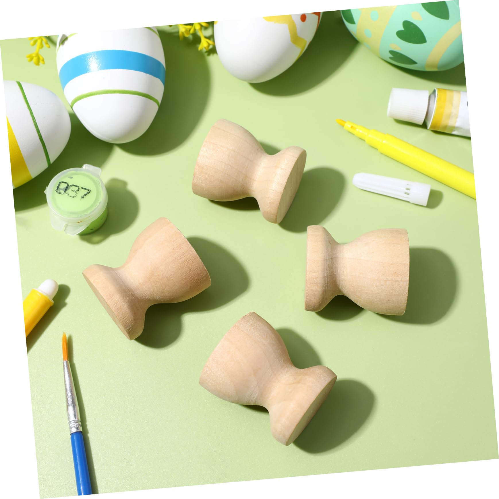 Unomor 15Pcs Wooden Egg Cups for Egg Holder Tray Tabletop Storage for Eggs Decorative Wood Egg Stands for Celebrations and Crafts
