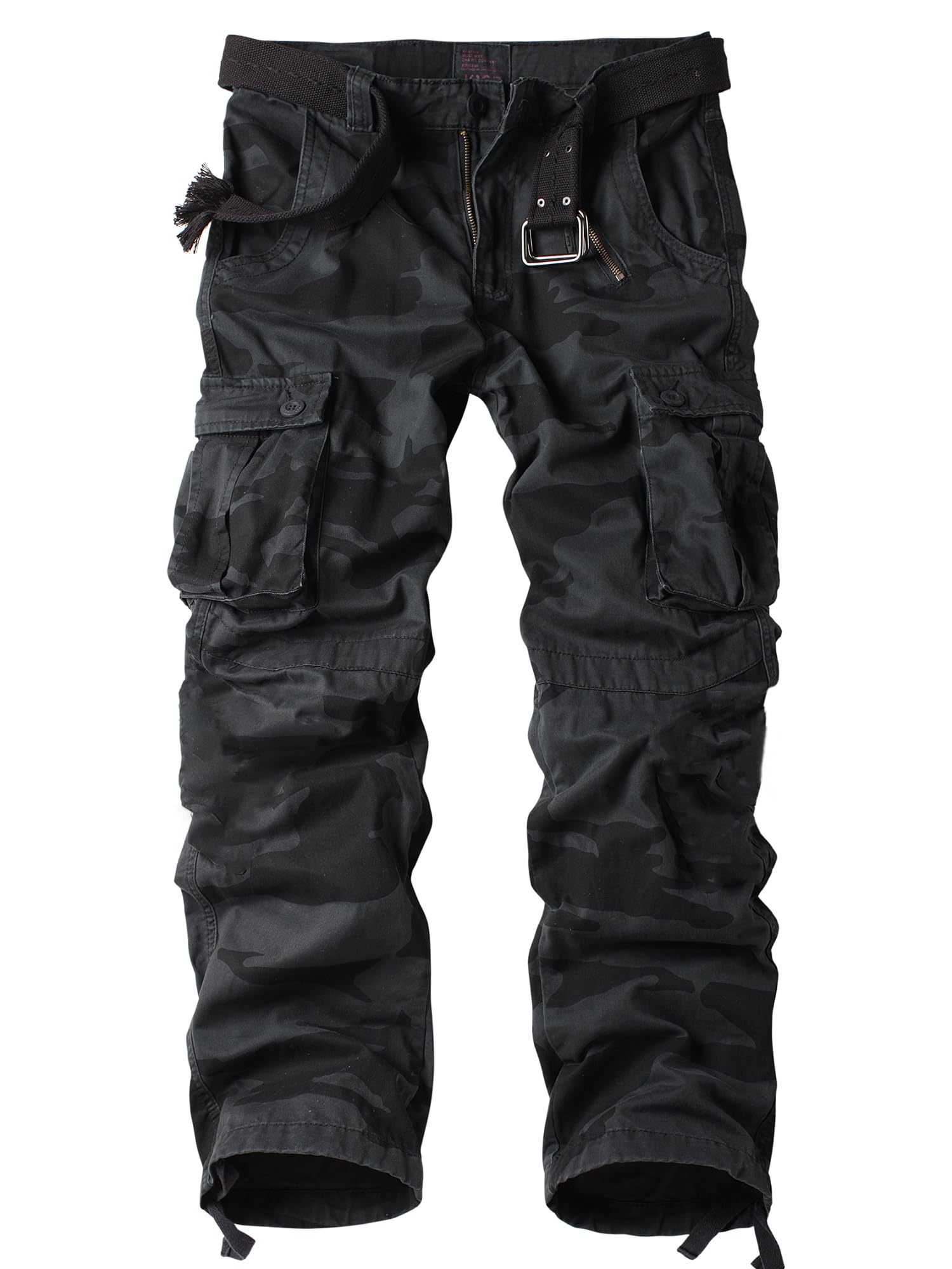 AKHIKING Men's Camo BDU Cargo Tactical Ripstop Casual Lightweight Baggy Combat 100% Cotton Pants with 8 Pockets(No Belt)