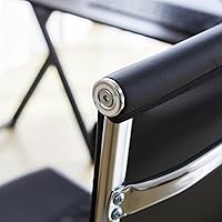 Vista 8 de Livinia Modern Executive Office Chair with Patterned Back Design, Chrome & Leather Swivel Chair with High Back, Adjustable Height, Removable