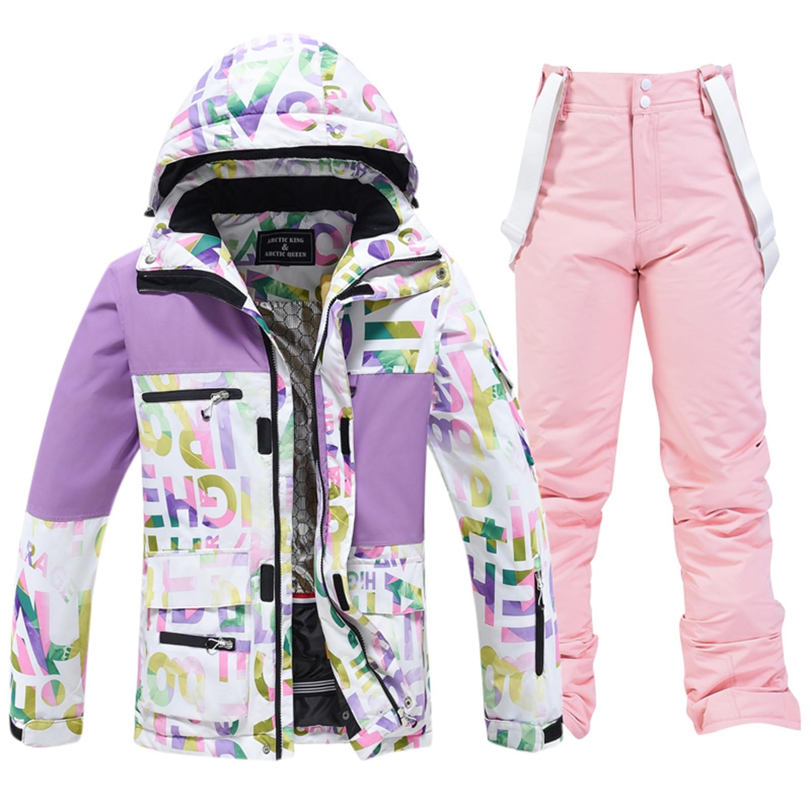 Abbigliamento da sci professionale per uomo e donna, giacca invernale con pantaloni abbinati per attività all'aperto