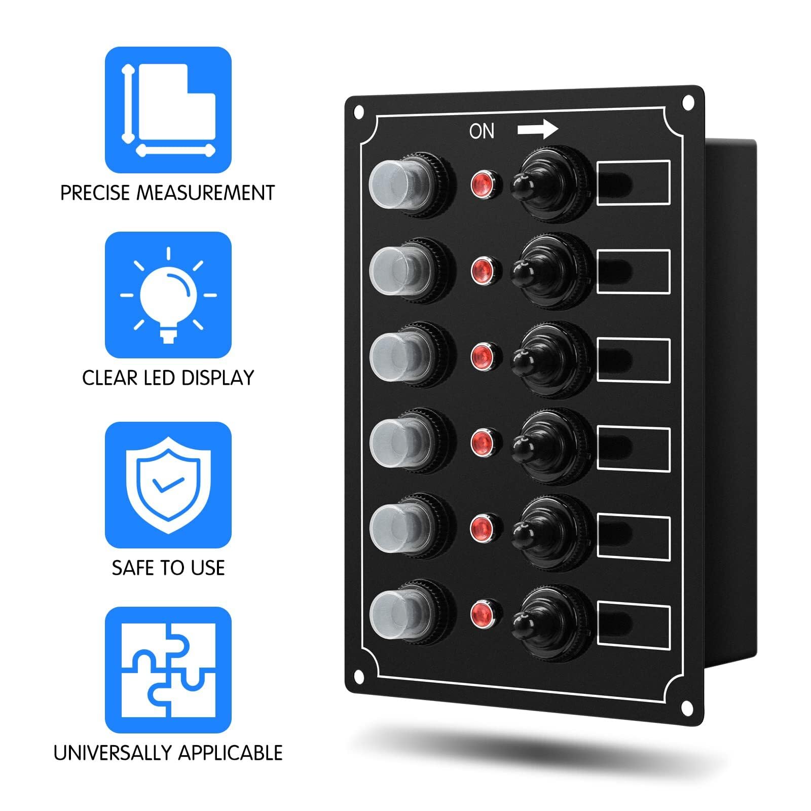 #US Marine Switch Panel 6 Gang Boat Electrical Panel with Breaker IP67 W
