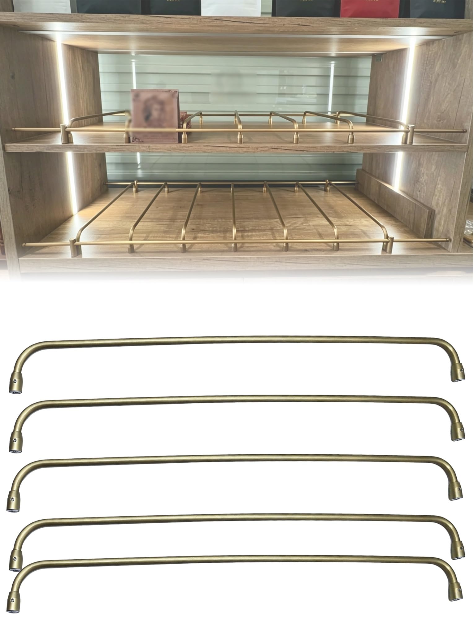 5 Pcs Metal Gallery Rails for Shelves, Decorative Shelf Guard Rail, Replacement Spindle Rods with Brackets(81cm/32in)