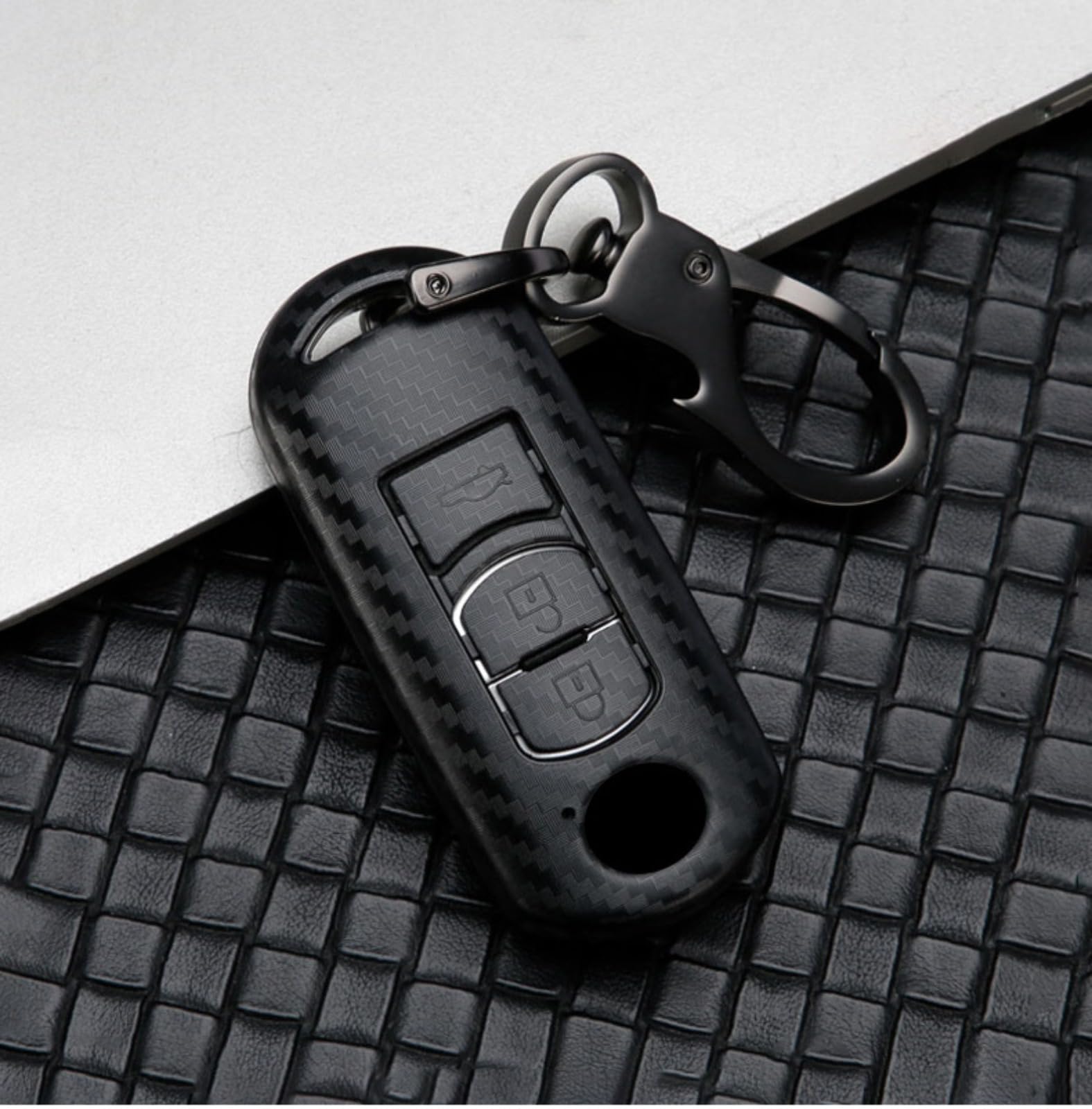 Funda para llave de coche de fibra de carbono Mazda evita arañazos diarios 2