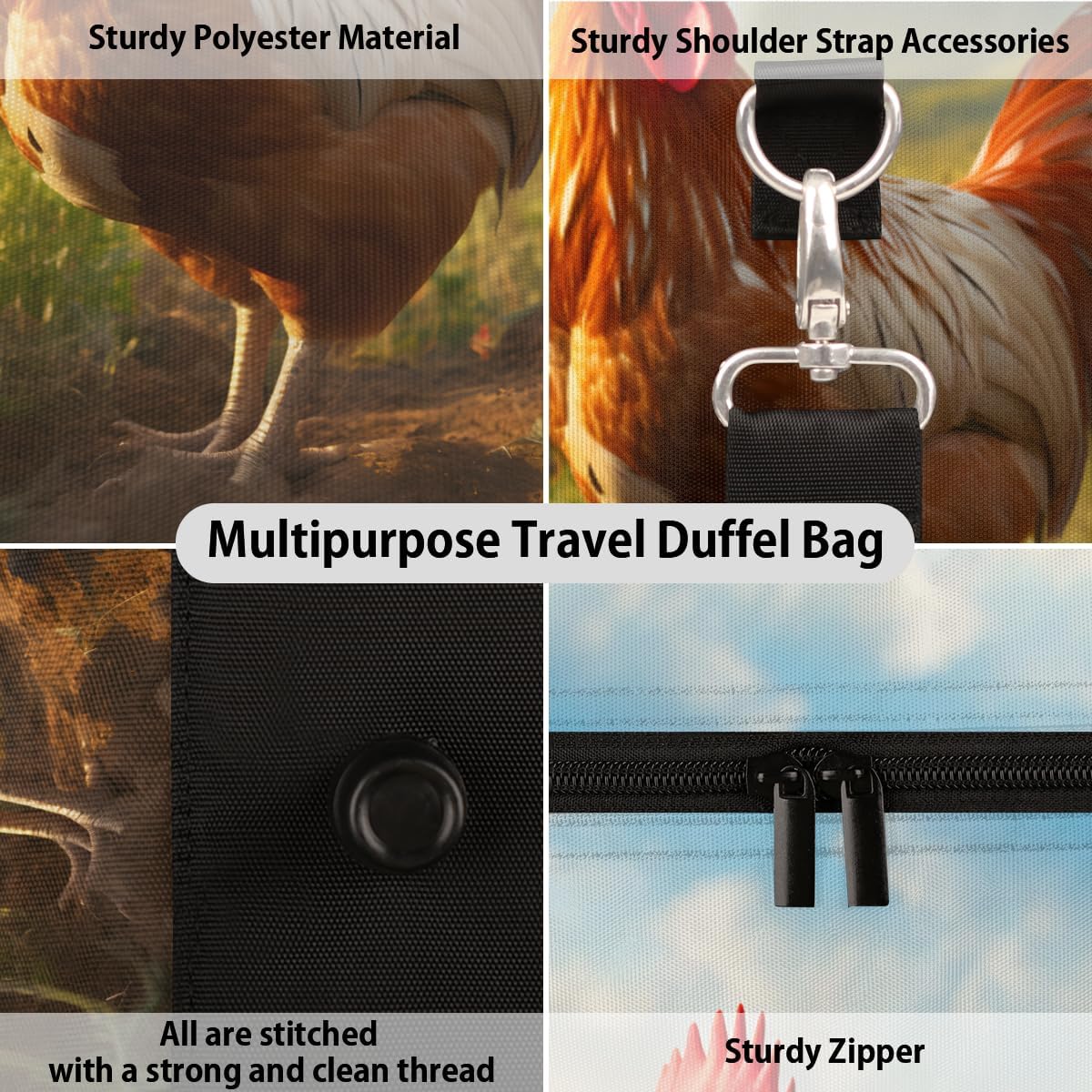 Meadow Rooster Travel Duffel Bag for Women Men Large Capacity Overnight Weekender Bags for Lightweight Waterproof Sport Gym Bag for Workout Yoga Swim