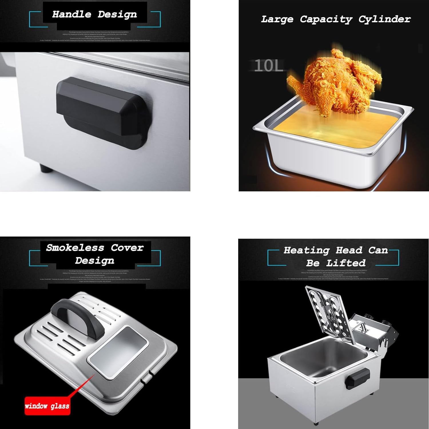 Friggitrice commerciale, friggitrice commerciale con cestello e coperchio con finestra di visualizzazione 2700W 10.5QT Friggitrice elettrica da banco in acciaio inossidabile con timer da 30 minuti C