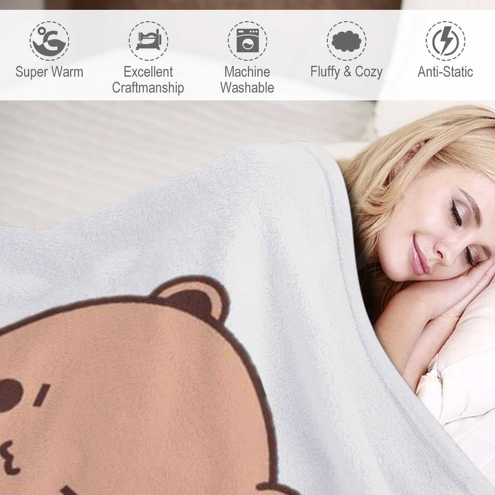 Panda Bear Du Du Cute Style, Fleece Blanket Ultra-Soft Cozy Flannel...