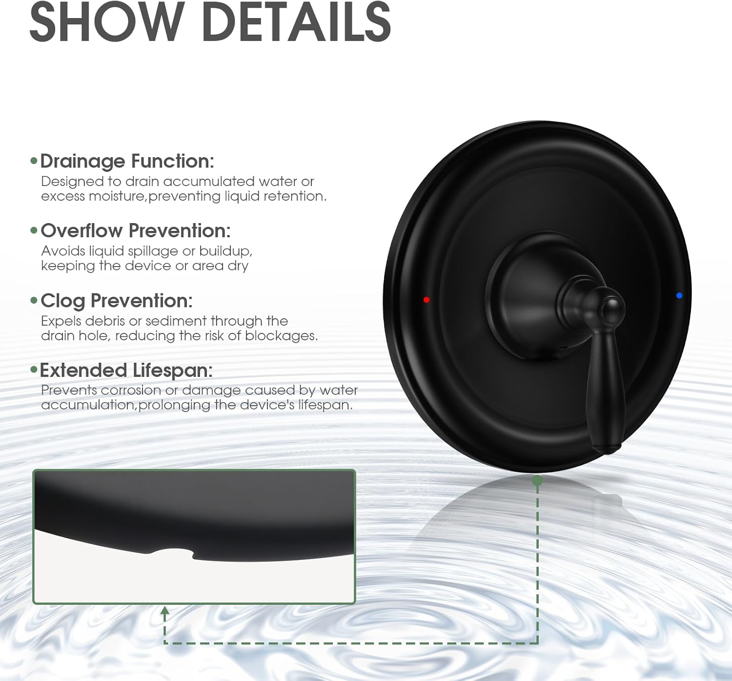 Shower Handle Replacement for Moen T2151BL Posi Temp Valve Traditional Shower Trim Kit,Matte Black