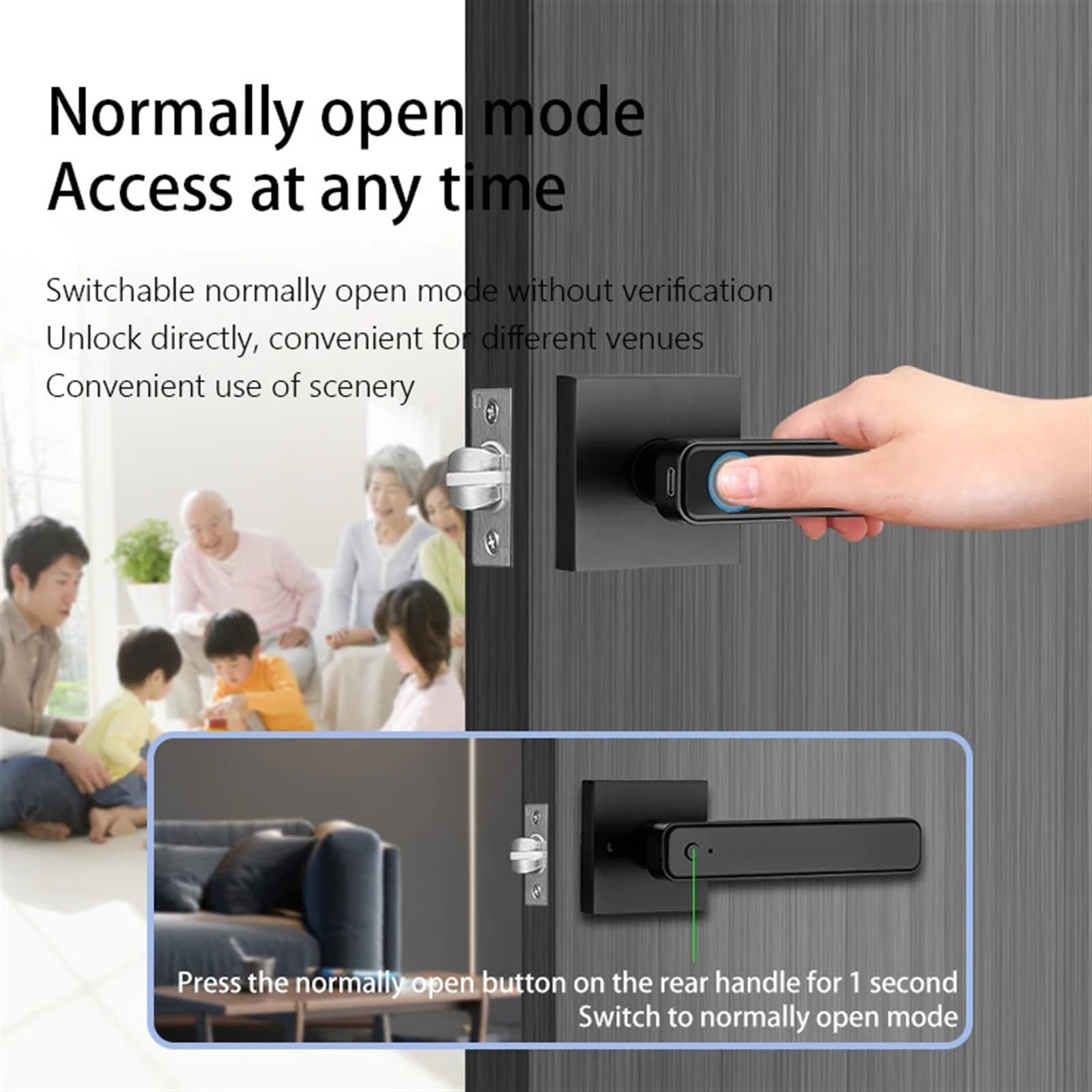 Serrure biométrique intelligente à empreintes digitales, mot de passe, serrure électronique, boutons porte d'entrée sans clé, poignée sécurité Bureau Commercial(blanc)