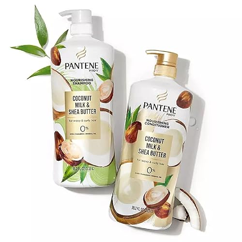 Pantene Pro-V Champú y acondicionador nutritivo, leche de coco y manteca de karité (38.2 onzas líquidas)