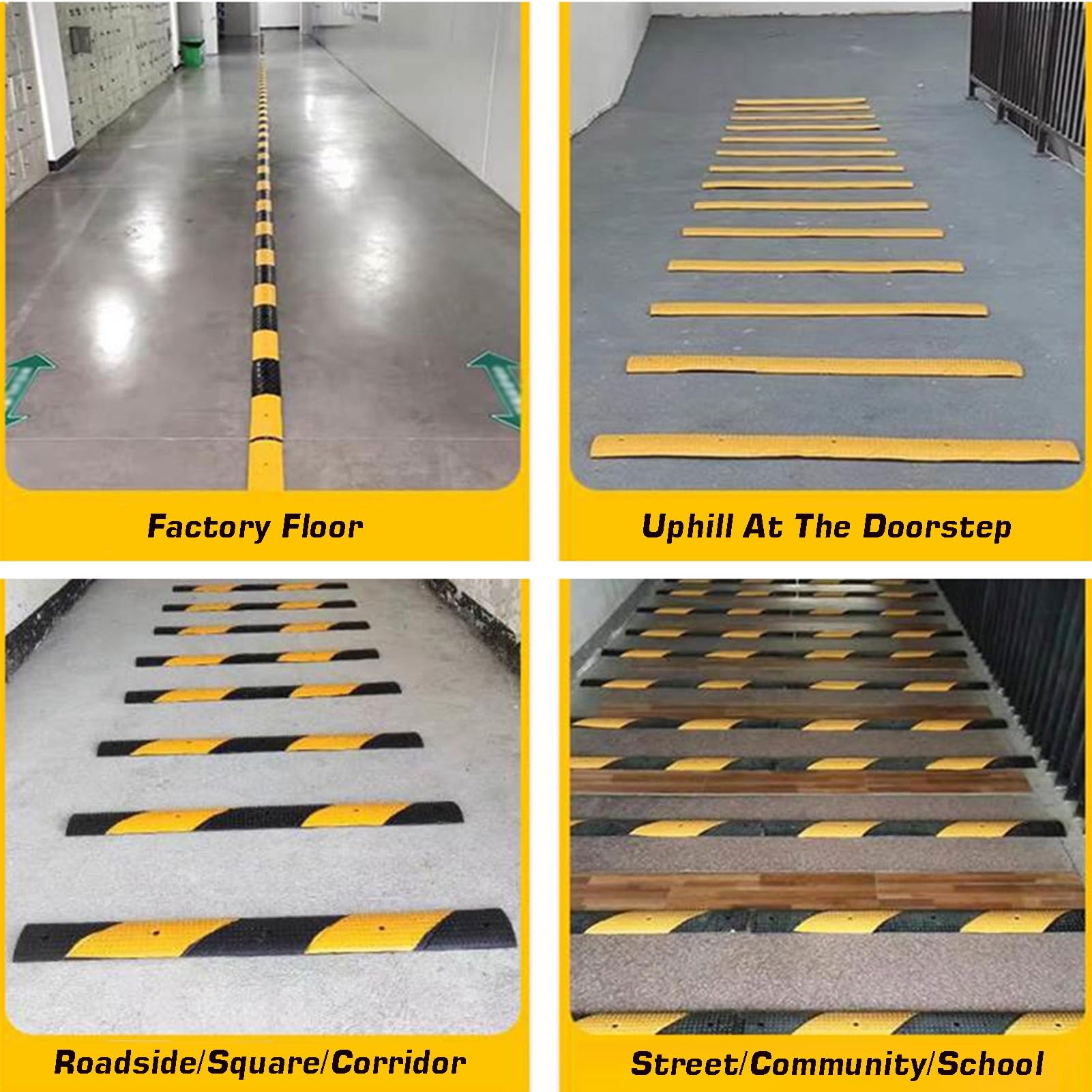 Dissuasore di velocità in gomma, resistente, lungo 100 cm, rallentamento del traffico, for parcheggio, ingresso, garage, auto, strada, scuola