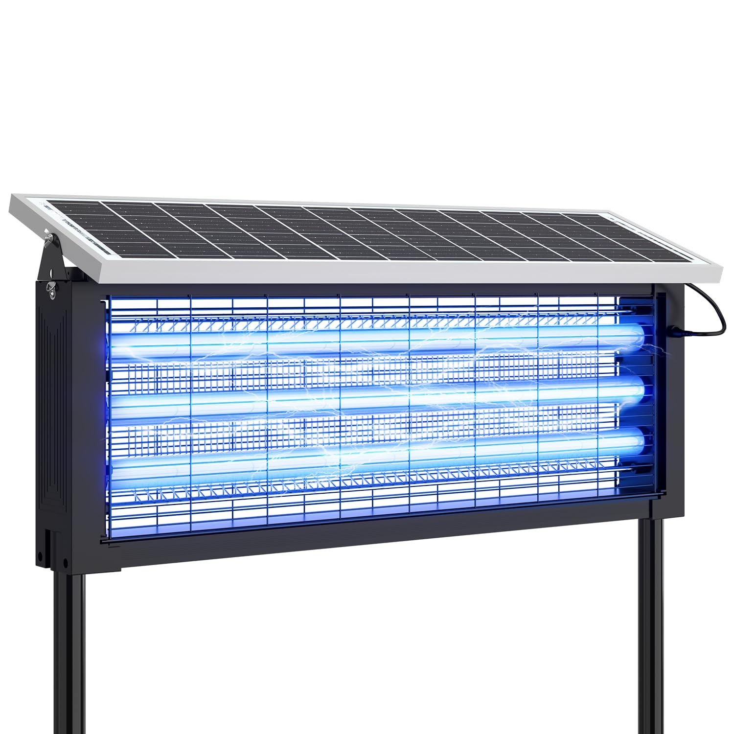 Zapper solare per insetti all'aperto, 30 W, grande, antizanzare elettrico, impermeabile e portatile, trappola per insetti volante ricaricabile per patio, cortile, giardino, casa, campeggio, nero