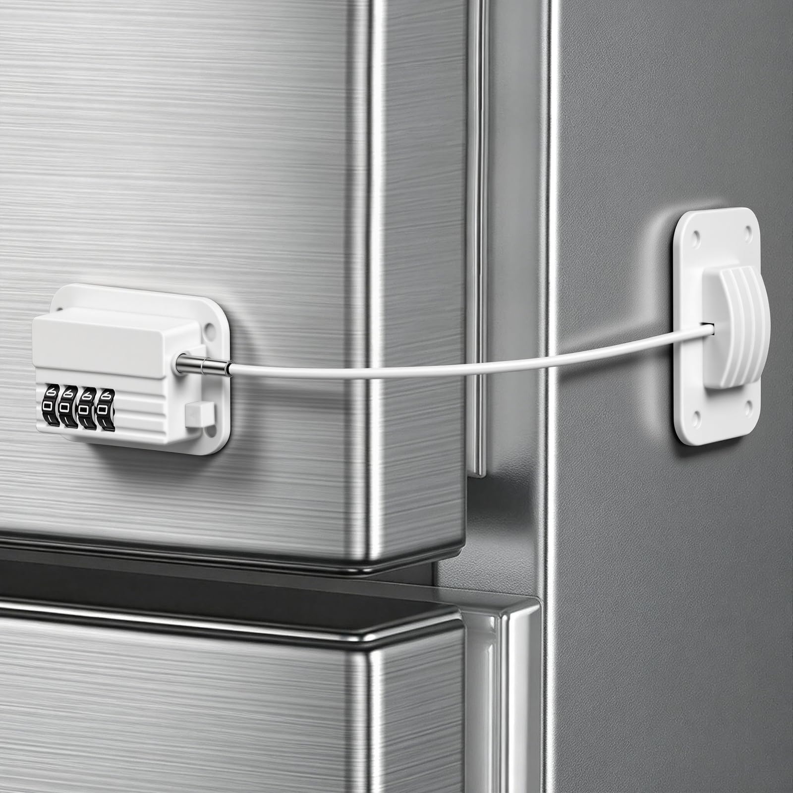 AYESY Refrigerator Locks with Password, Fridge Door Locks for Kids Baby Safety, No Drilling Child Cupboard Lock for Kitchen Refrigerator, Cabinets, Drawers, Windows, White