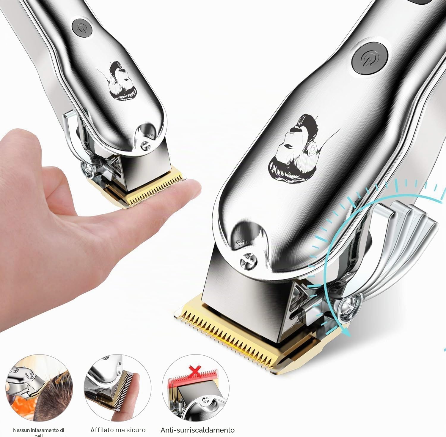 Hatteker Tagliacapelli Professionale Uomo Tagliabarba Di Precisione Lungo Impermeabile IPX7