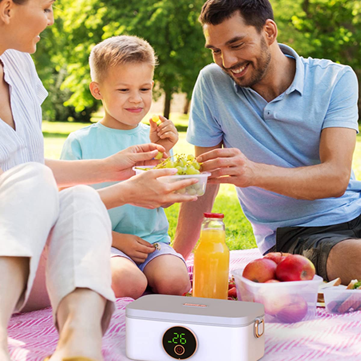 Fiambrera térmica para comida caliente, fiambrera inalámbrica con batería de 16000Mah, 6 engranajes Ajuste opcional Capacidad de 1000 ml Fácil de limpiar para adultos Niños Trabajo Oficina en el hogar