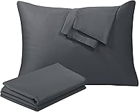 Vista 26 de Juego de 2 protectores de almohada de algodón egipcio 100%, tejido satinado de 400 hilos, protectores de almohada estilo cremallera de fácil cuidado