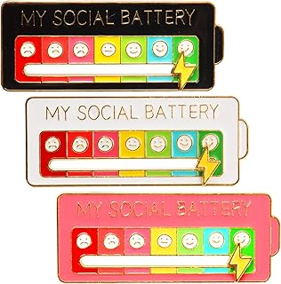 3 Pcs Social Battery Pin,Enamel Pins for 7 Days A Week,Funny My Social Battery Interactive Pin,Aesthetic Functional Lapel Pin Social Mood Brooch Pin for Clothing Backpack Hat Decoration