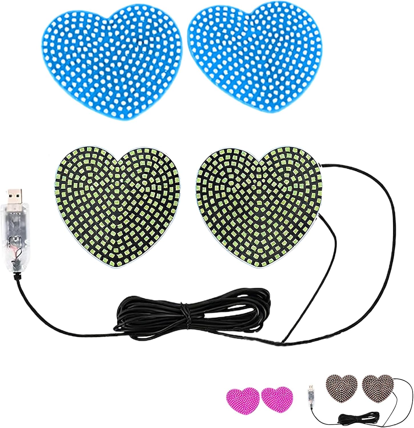 Car LED Ambient Light with 240 LED Bulbs - Heart Tail Lights for Car, for Interior Ambiance, Universal Fit, Set in 2-Pack (Pink)