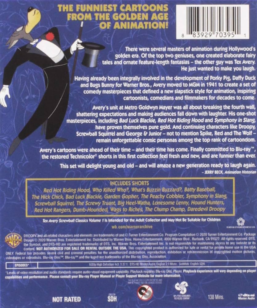 Amazon.com: Tex Avery Screwball Classics Volume 1 [Blu-ray