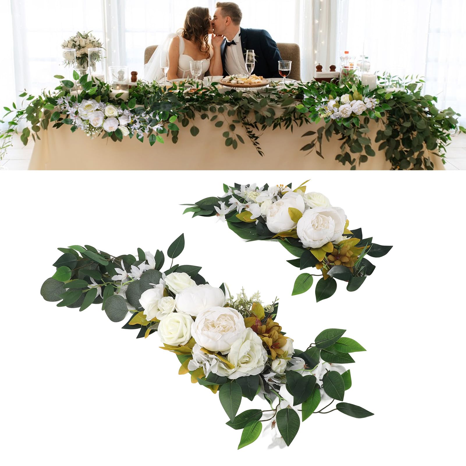 flexman Hochzeitsbogen Blumen, Multifunktionaler Hochzeitsbogen, Künstliche Blumenarrangements, Hochzeitsdekorationen für Den Empfang, Hochzeit (Weiß)