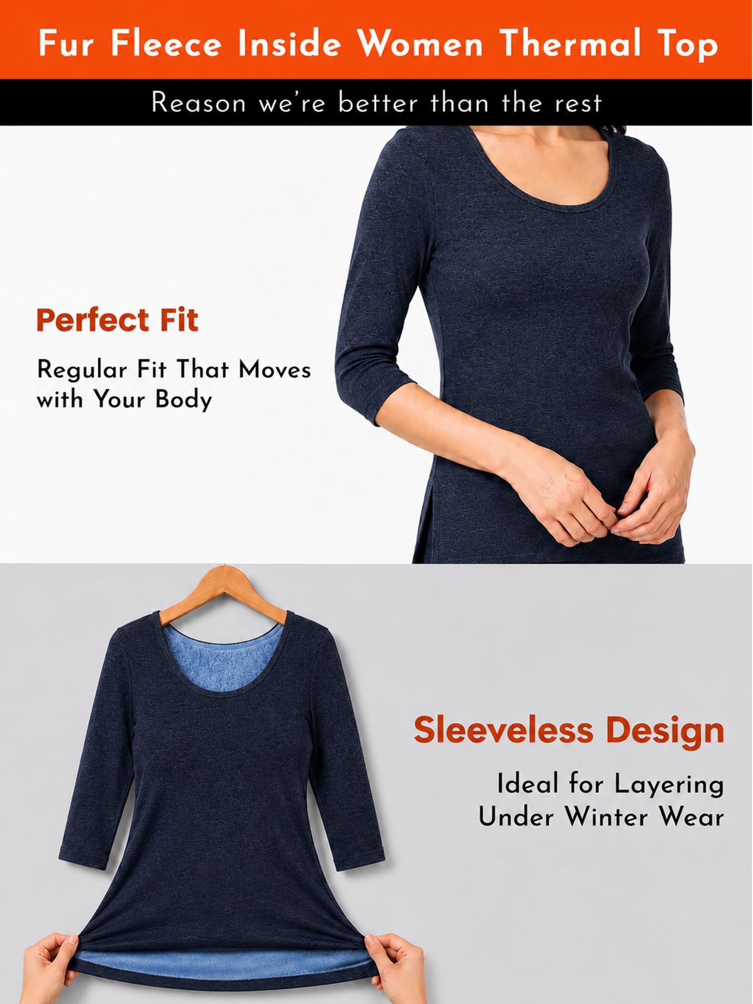 BODYCARE Heat MAX - Fur Fleece Inside Women Round neckwith 3/4 Sleeves Thermal Gold Plus Premium Range for Very high Warmth 3