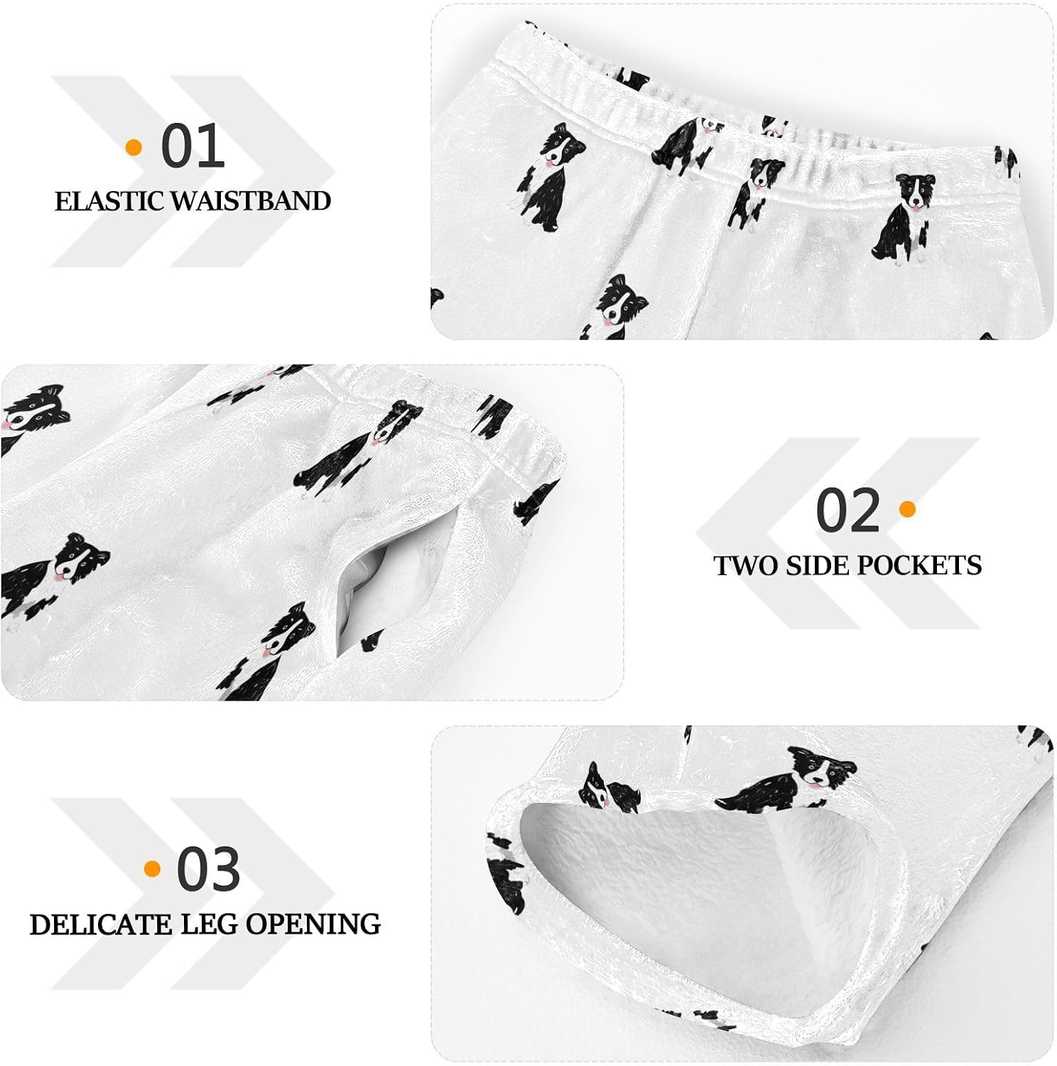 visesunny Cute Border Collie Dog Boys Pants for Kids Fleece Bottoms Long Jogger Pants Trousers with Pockets Size 6-14Y