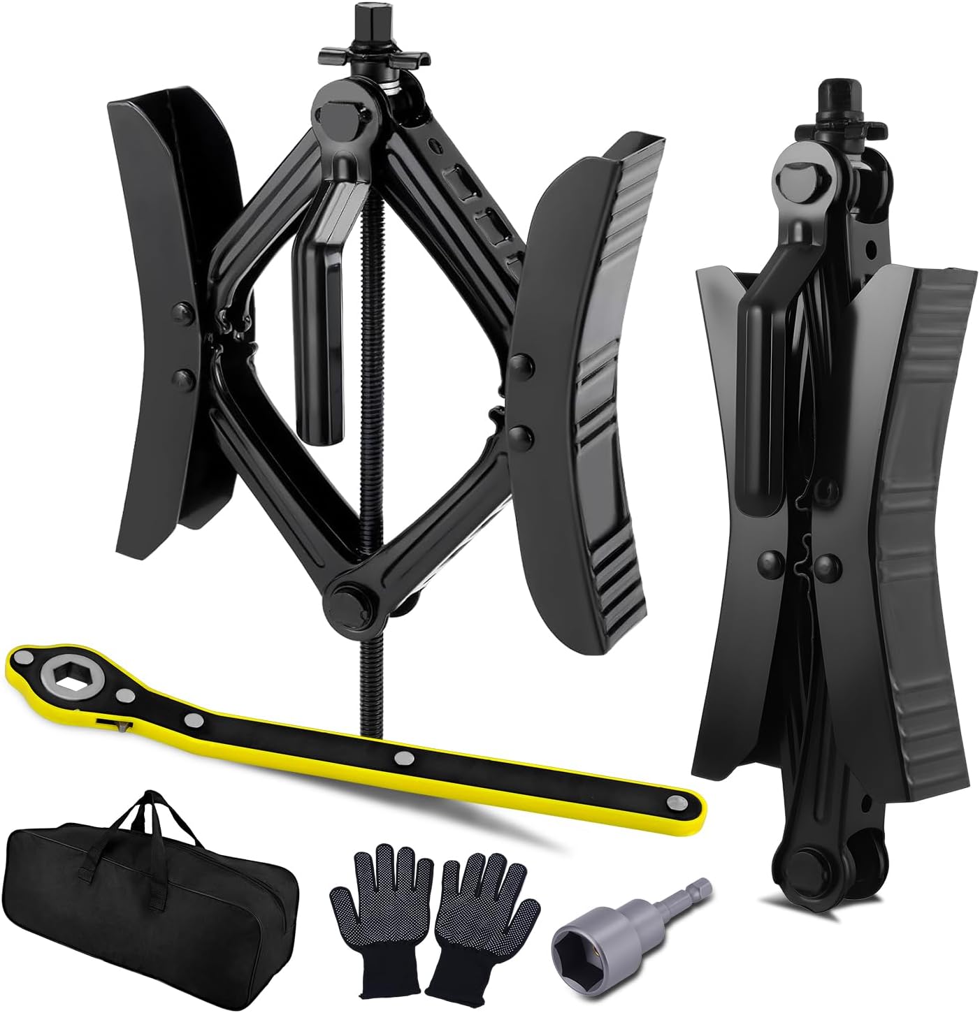 Camper Wheel Chock Stabilizer 2 Sets, Heavy Duty X-Shaped RV Stabilizer Wheel Chock Accessories with Wrench, Anti-Move Tire Wheel Chock for Travel Trailer, Fits 3.5" to 12" Wheel Gaps