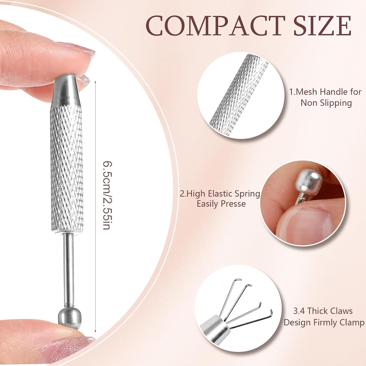 ONESING 2Pcs Piercing Ball Grabber Tool for Changing Jewelry, Stianless Steel Flat Back Earring Applicator Internally Threaded Push Pin Piercing Grabber Tool image 2