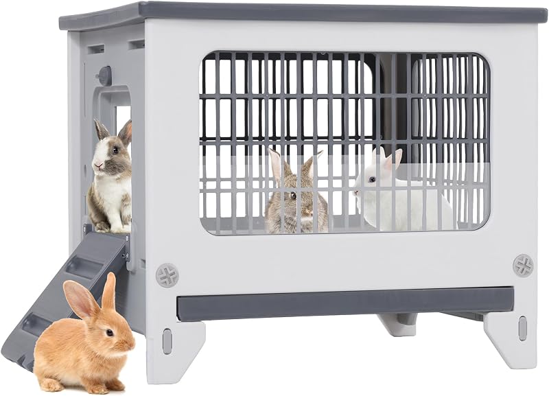 Cercado para Pequenos Animais Deblue em HDPE com Bandejas Removíveis para Uso Interno e Externo, 52,83 x 45,72 x 44,45 cm