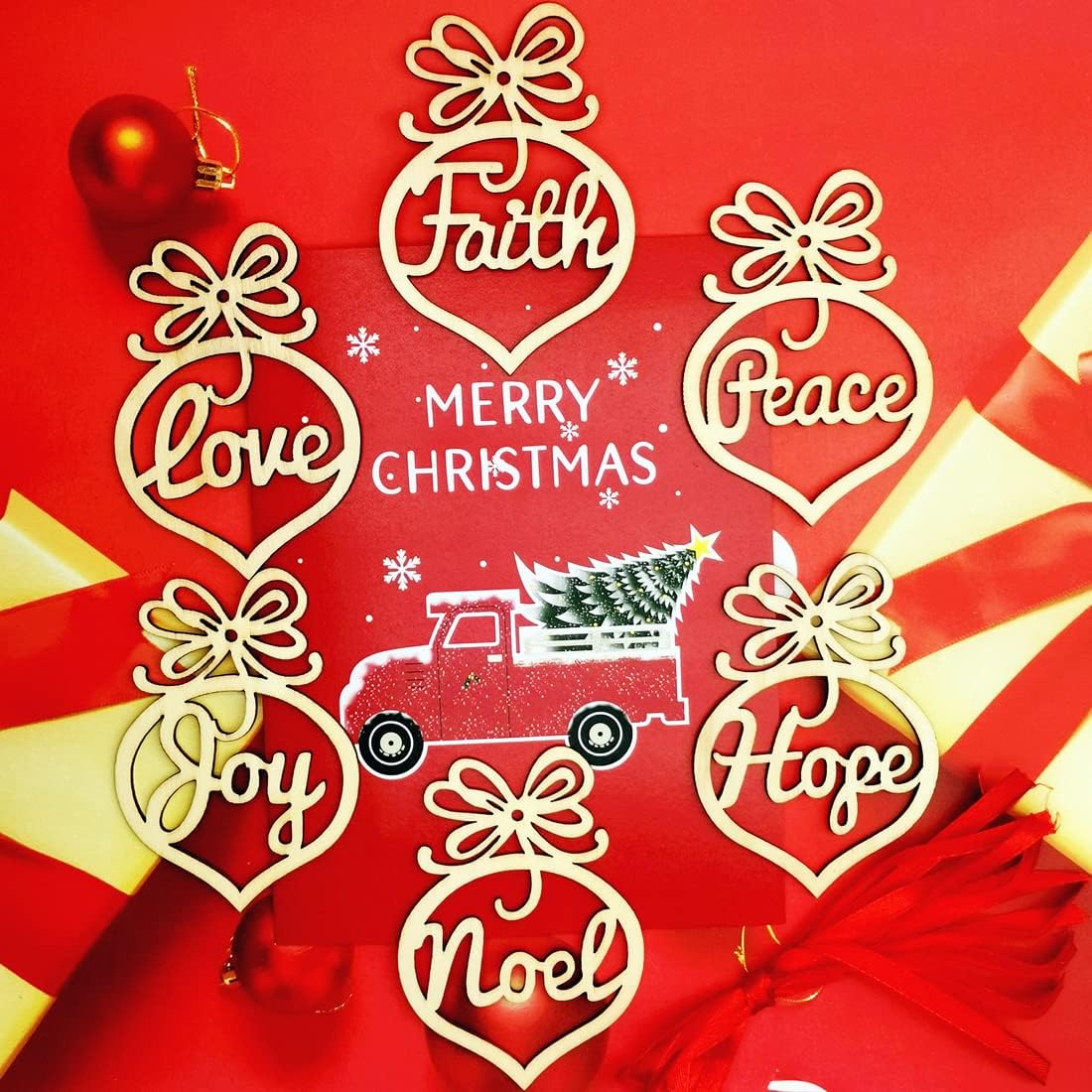 48 Pack Hollow Wood Letter Ornaments for Church Party Christmas Tree, Wedding Favor, Birthday Decoration - Image 7