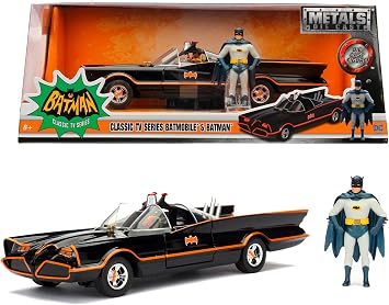 Jada, 9398259314R00, Batman 1966 Classic Batmobile Model Aracı, Serbest Tekerlek, Die-Cast (Metal), Açılabilen Parçalar (Kapı), 22 Cm, 1:24