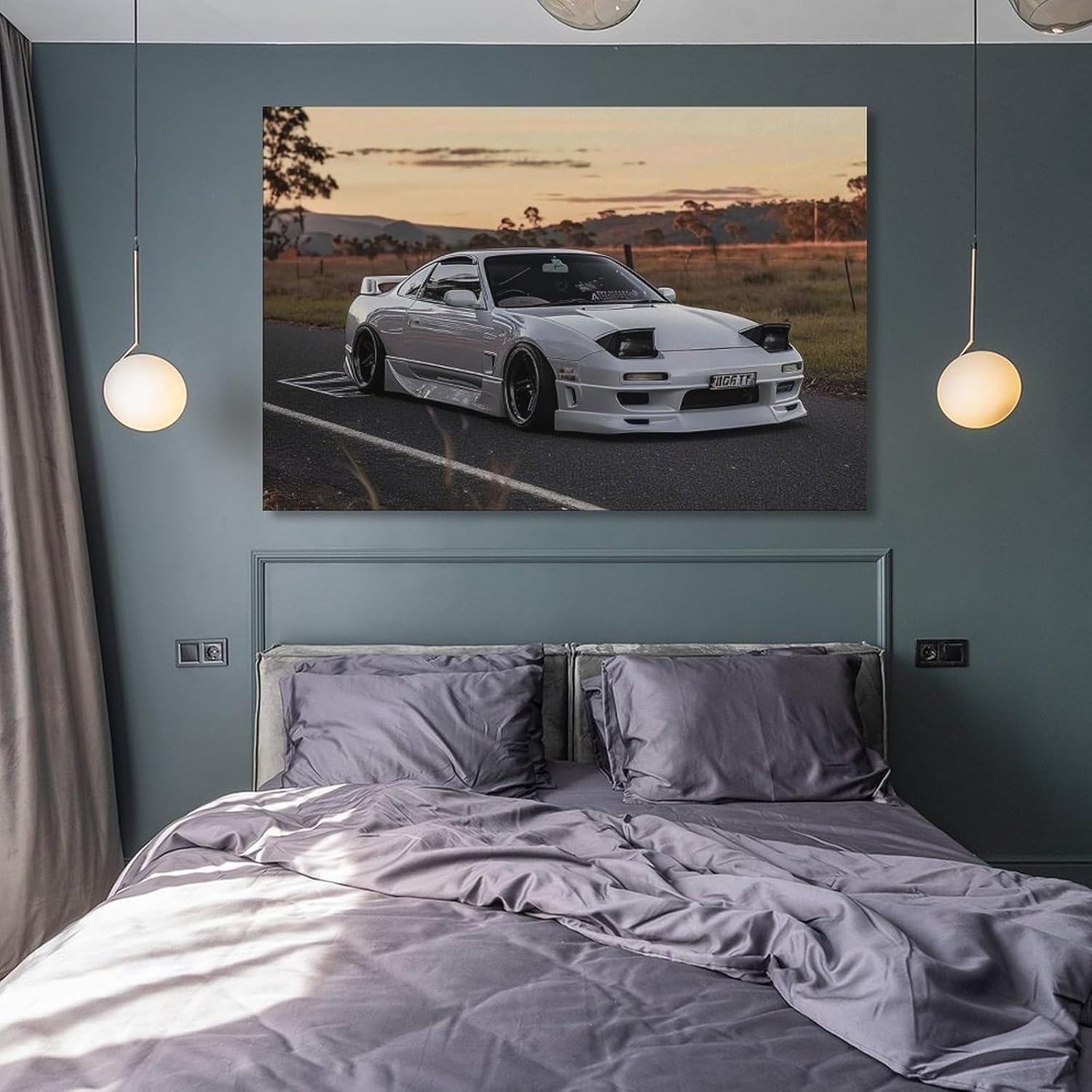 FeoYoed Wall Art Posters White Jdm Car 240sx Jump Light Classic Modern Aesthetic Decor Prints for Bedroom Living Room Office with Premium Fade Resistant Canvas 12x18inch(30x45cm) - Image 8