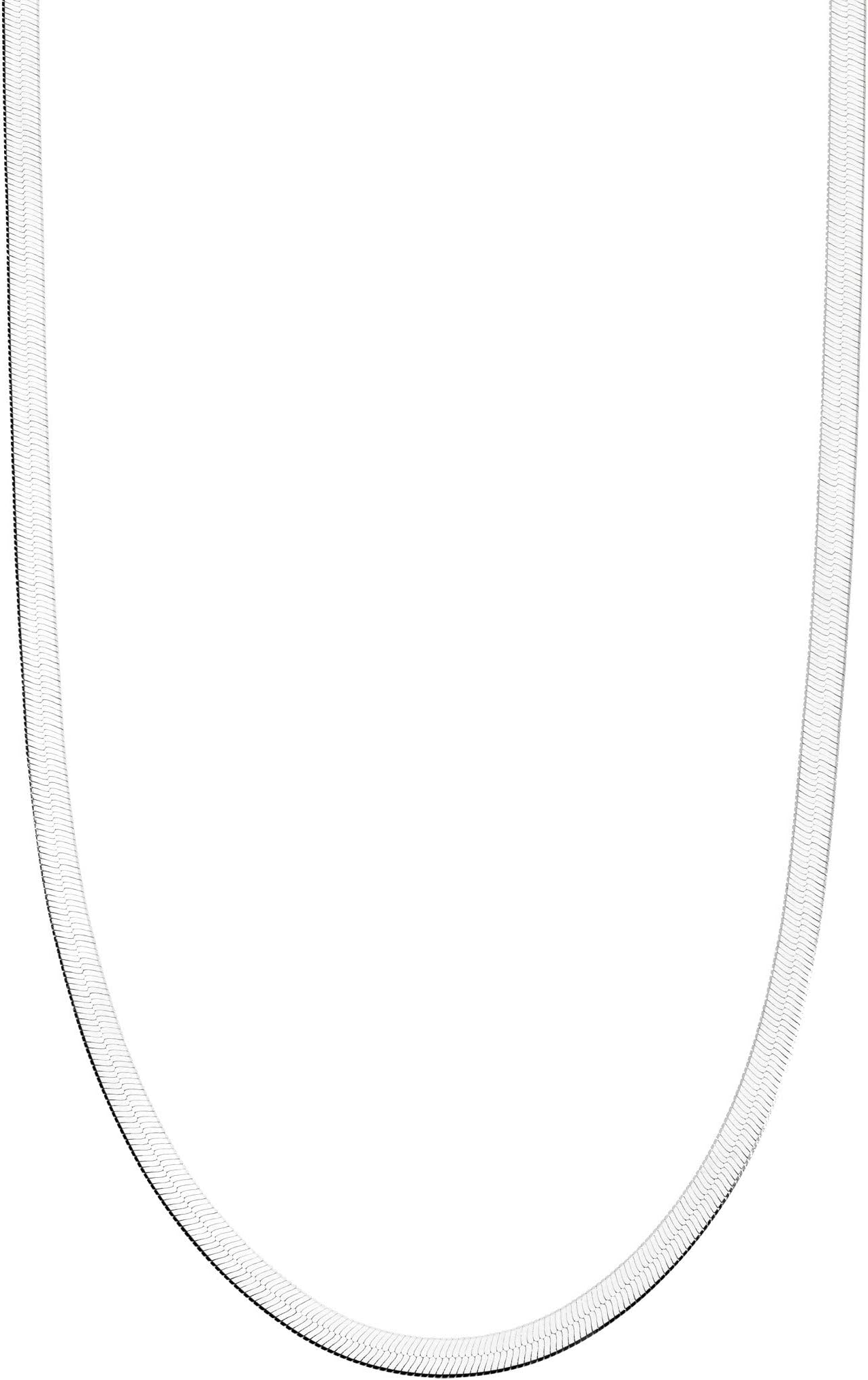 Italian Solid 925 Sterling Silver, 18Kt Gold Plated 3.5mm Flexible Flat Herringbone Chain Necklace for Women, Made in Italy