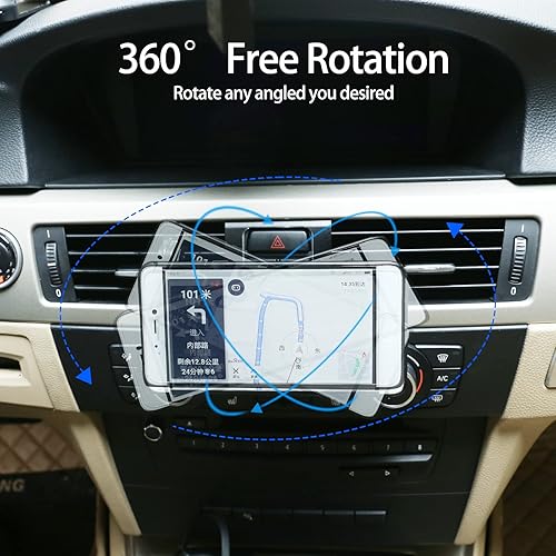 Miniatura 4 de LLKUANG Soporte rotatorio para teléfono celular de 360 grados para BMW Serie 3 E90 E91 E92 E93 2005-2010 2011 2012 (aleación de aluminio)