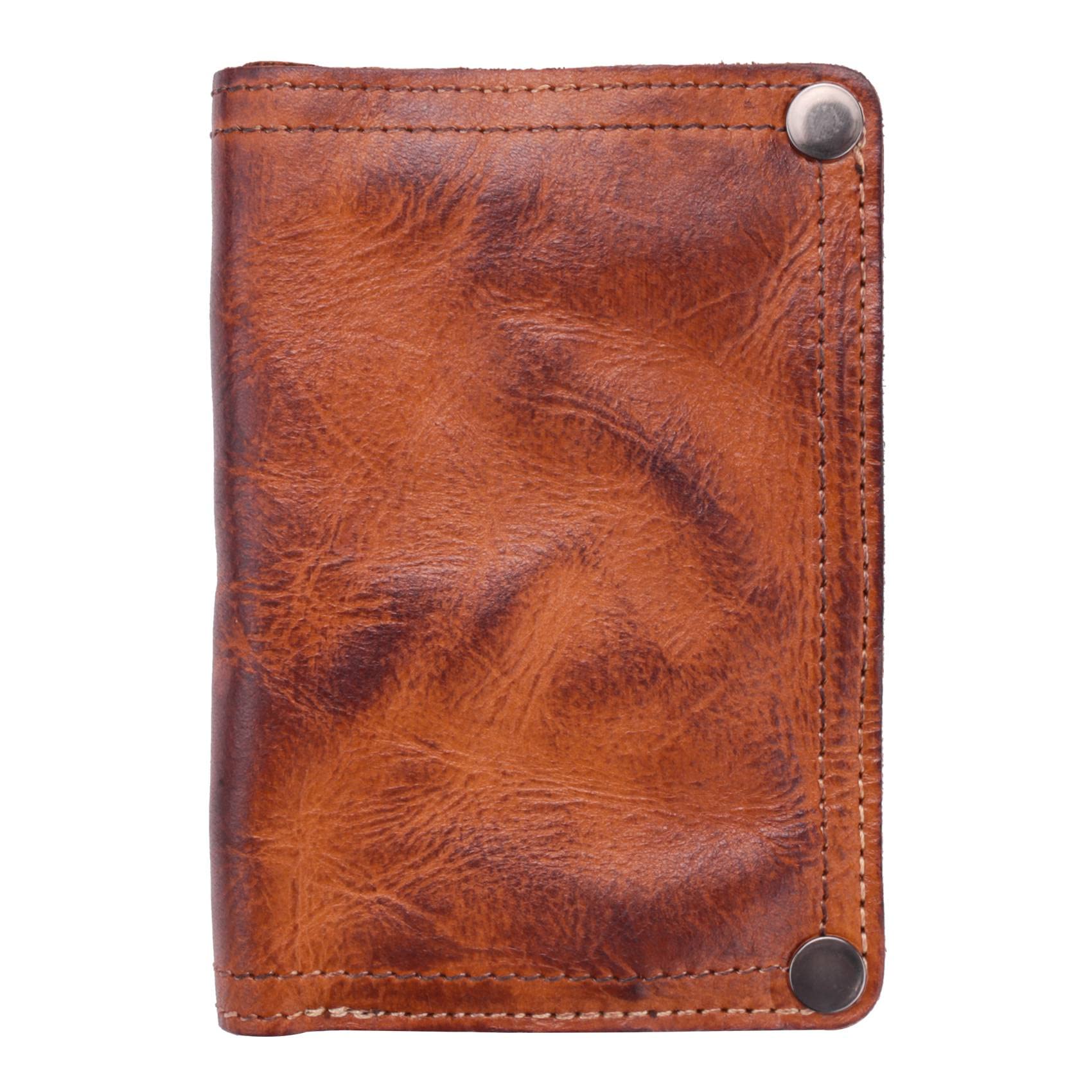 GiilaykyHandmade Wrinkle Wallet,Cow Leather Mens Wallets,Retro Leather Money Clips,Crazy Horse Card Holder,Light Brown