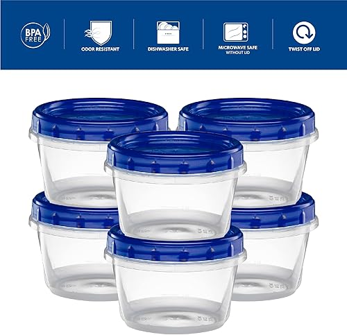Miniatura 4 de Elegant Disposables Recipientes de almacenamiento de alimentos con tapa de rosca azul, reutilizables, apilables, herméticos, herméticos, paquete de