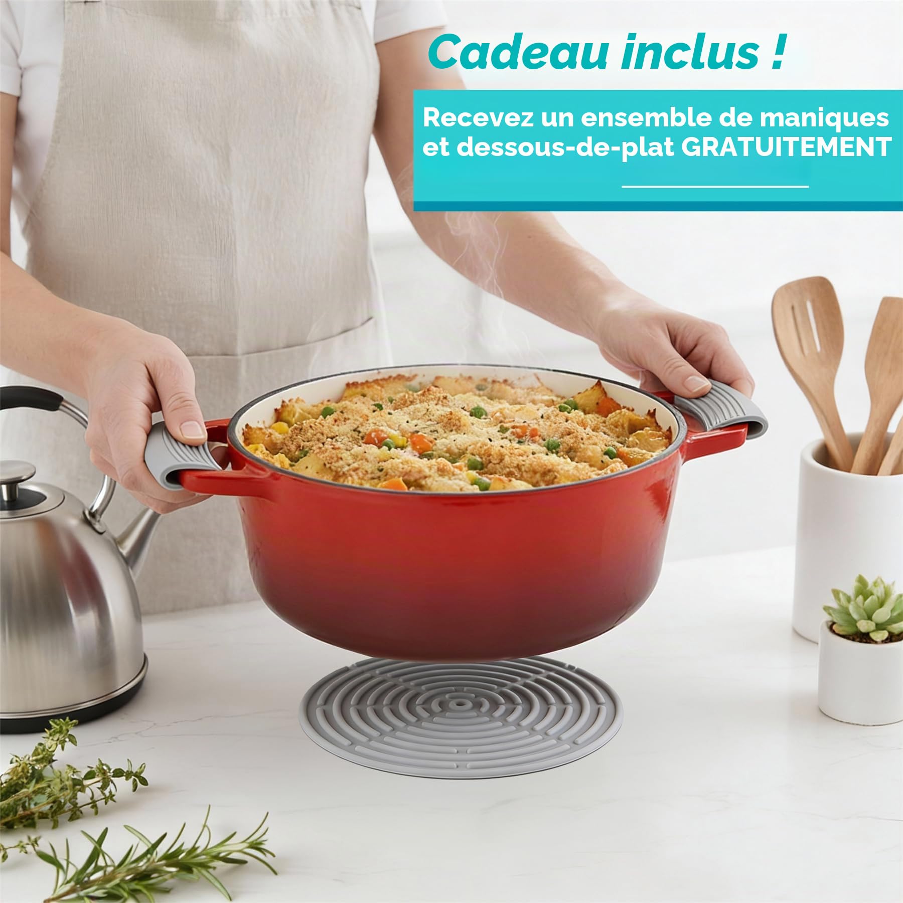 Argon Tableware 2.3L Peu Profond Cocotte en Fonte avec Couvercle Auto-Arrosant - Rouge Ombré - 1x Plaque à Induction Cuisson du Pain Portion Grillage Ragoût Marmite Ustensiles de Cuisine Poêle