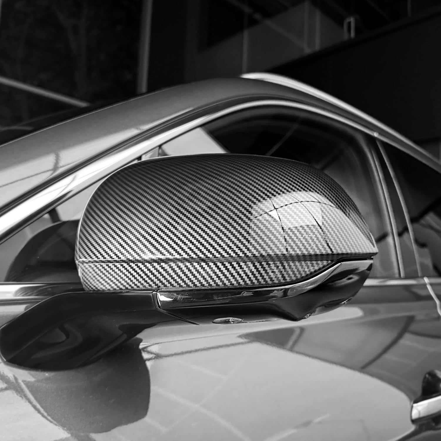 RCar Exterior Mirror Cover Side Rearview Mirror Cover Set Car Outside Door Mirrors Protective Compatible with Genesis GV80 2021-2025 Accessories (Carbon Fiber Style)