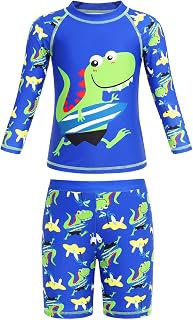 Toddler Baby Boys One Piece Swimsuit Set Short Sleeve Sunsuit UPF 50+ Protection Rash Guard Bathing Suit Swimwear